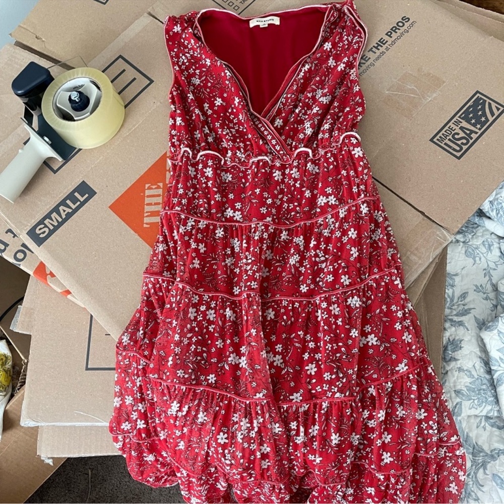 Red Floral Sleeveless Dress